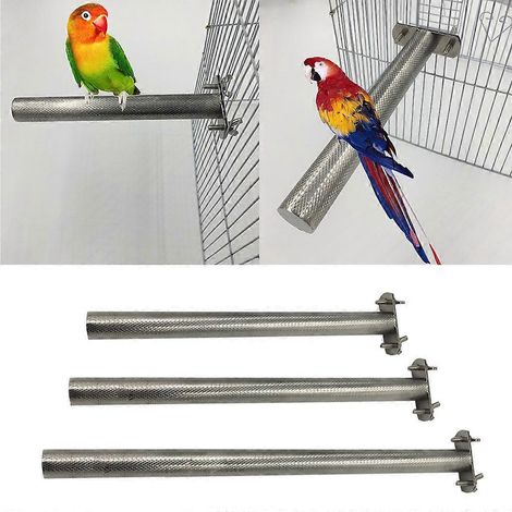 Perchoir en acier inoxydable pour perruches calopsittes, conures, perruches ondulées et inséparables - 20 cm de long (1/4)