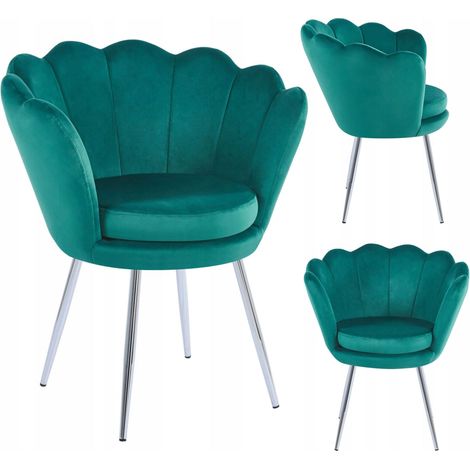 Grüner Polstersessel für das Wohnzimmer mit silbernen Beinen, Furnitex Modern