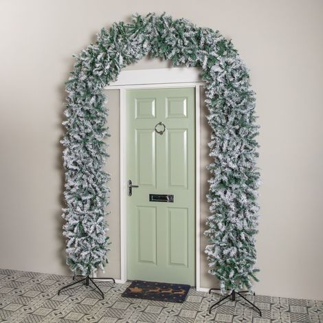8ft (2.55m) Samuel Alexander Single Door Snow Flocked Christmas Tree Arch with 2000 Tips (1/5)