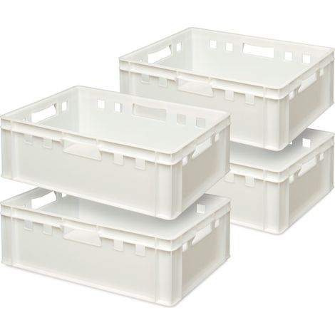 BRB 4x Fleischkasten E2, LxBxH 600x400x200 mm, PE-HD, convient aux aliments, blanc (1/3)