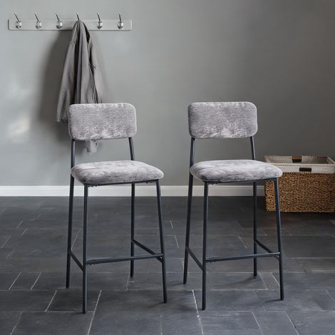 Tabouret de bar gris en chenille 100 polyester 48 x 45,5 x 101 cm (1/5)
