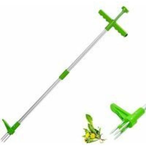 Désherbeur 100 cm Aluminium, Garden Stand-Up à Long Manche Telescopique Uproot Remover, Arrache Mauvaise Herbe Jardinage Manuel (1/5)