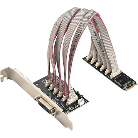 Carte M.2 vers 4 ports série RS232 DB9 et 1 port parallèle pour imprimante DB25 -- (1/5)