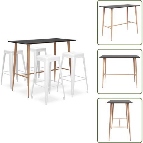 Ensemble de bar 5 pcs Noir et blanc - Ensemble De Bar - Meuble De Salle À Manger - Table De Bar - Tabouret De Bar - Mobilier Moderne (1/5)