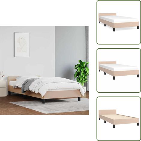 Cadre de lit avec tĂȘte de lit sans matelas cappuccino 80x200 cm - Cadre De Lit - Lit CapitonnĂ© - Lit Double - Literie - Meuble Chambre (1/5)