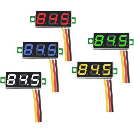 5 Pièces Mini voltmètre numérique DC 0,28 ", testeur de tension mini voltmètre DC à trois fils 0V-100V - 5 couleurs (1/5)