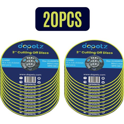 Dapetz ® Ultra-Thin Metal Cutting Discs 75mm Stainless Steel for Angle Grinder 75 x 1 x 9.5mm High Performance Grinder Discs with 9.5mm Bore for Precise Cutting & Smooth Grinding 20PCS (1/5)