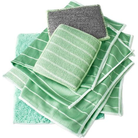 Set of 6 Bamboo Cleaning Cloths, Absorbent Microfiber, Soft Sponge, for Cleaning Kitchen Mirrors and Windows (1/5)