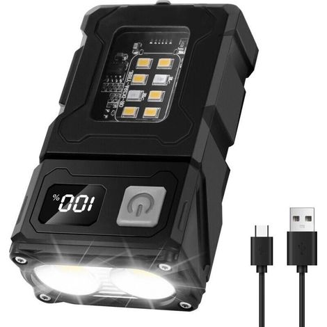 Lampe torche LED, lumière puissante, ultra-lumineuse, rechargeable, portable, longue autonomie, lampe de chapeau à pince, lampe de travail multifonction COB spéciale pour l'extérieur (1/4)