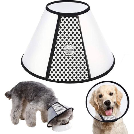 Collier pour chien, collier conique anti-morsure, protection de collier, adapté aux petits chiens, protecteur conique de cou réglable, cicatrisation postopératoire, bain, coupe-ongles (42-47 cm)