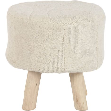 Reposapies Lana Madera 40X40X40 Hecho A Mano Crudo (1/5)