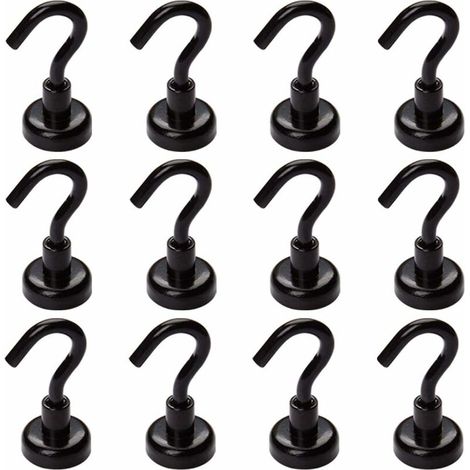 12LB Crochets Magnetiques, Lot de 12 Crochet magnétique Aimant Néodyme (1/5)