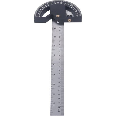 Règle de menuisier en acier inoxydable de 300 mm, instrument de mesure d'angle de 0 à 180 °, rapporteur d'angle, marqueur de travail du bois et règle