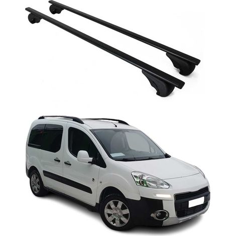 OMAC Barres de toit pour Peugeot Partner Tepee 2008-2018 – TÜV / DIN 75302:2019 – Antivol inclus – Charge max 75 kg – 2 barres Noir (1/4)