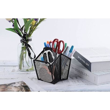 Lot de 2 porte-stylos magnétiques, panier de rangement en filet avec aimant ultra-puissant pour réfrigérateur, tableau blanc, accessoires de bureau, fournitures de bureau (1/4)