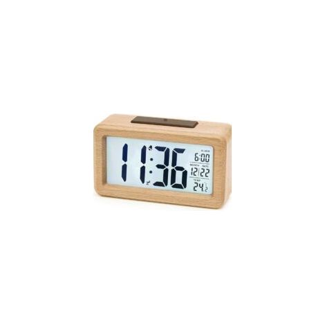 Digitaler Wecker, batteriebetriebener Wecker aus Holz mit großem LCD-Bildschirm, Digitaluhr mit Hintergrundbeleuchtung, Datumsanzeige, Temperaturanzeige, automatischem Lichtsensor und Schlummerfunktio (1/5)