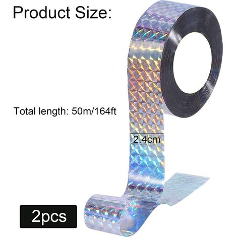 Lot de 2 - Ruban Anti-Oiseaux Bande Repulsif Oiseaux Réfléchissant Repulsive Bird Scare Tape Pour Domicile Jardin Ferme (1/5)