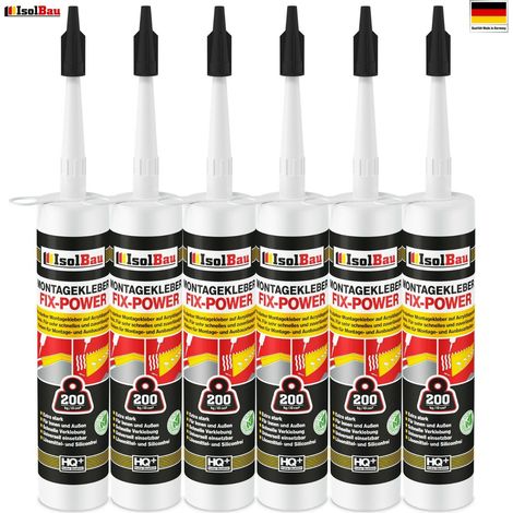 Montagekleber FIX-POWER Baukleber 6x 480g Kartusche weiß Qualität 200kg / 10cm (1/3)