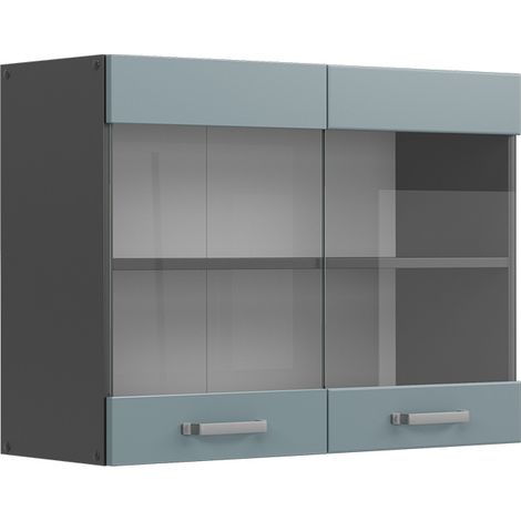 Küchenglasschrank R-Line, Blau-Grau, 80 cm, Vicco (1/5)