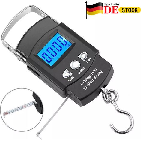 Balance de pêche portable électronique avec mètre ruban intégré, 10 g/50 kg (1/5)