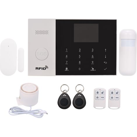 Système d'alarme maison sans fil WiFi GSM 433MHz avec capteurs porte et mouvement PIR, sirène 110dB, contrôle appli et Alexa (1/4)