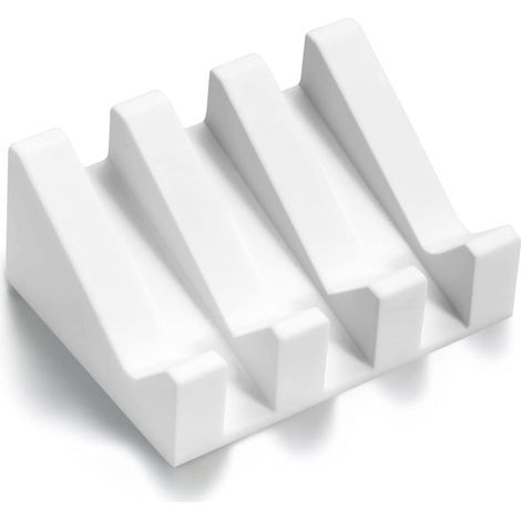 Porte-savon en silicone, porte-savon de salle de bain, porte-éponge de cuisine, porte-savon de douche (blanc)