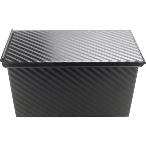 Boîte à pain Pullman avec couvercle pour pain ondulé, noire (21,5 x 12 x 11 cm) (1/4)