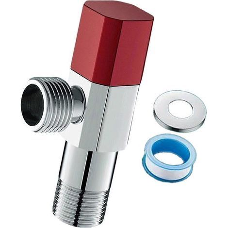 Vannes de régulation de débit d'eau, vannes d'arrêt d'angle 1/2 pouce, vannes d'arrêt d'eau chaude/froide pour systèmes de chauffage et de plomberie, multicoloresrouge (1/5)