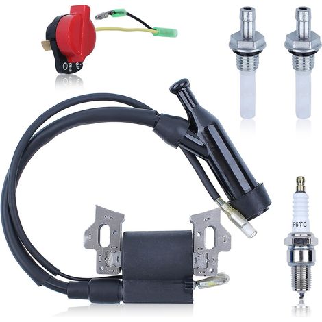 Ignition Coil Spark Plug with Starter Switch Kit for Honda GX110 GX120 GX140 GX160 GX200 WA20 168F 170F Engine Motor Replace 30500-ZE (1/5)