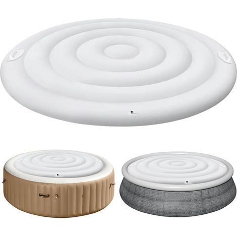 Round Spa Cover, Thermal Insulation, White Handle, PVC, For Outdoor Hot Tub 165cm (1/5)