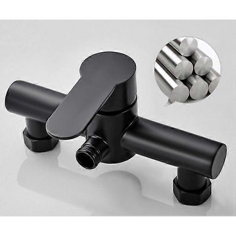 Robinet de baignoire-douche en acier inoxydable noir, pommeau de douche mural. (1/5)