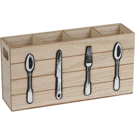 Küchenutensilienhalter aus Holz, Besteckorganizer B--
