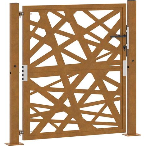 Vidaxl – Portail aluminium 100x100 cm en acier Corten – Design découpé au laser – Système de verrouillage avec 3 clés – Résistant aux intempéries