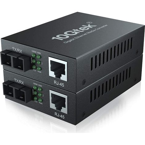 Convertisseur de Média Gigabit - Lot de 2 - Fibre Monomode SC - RJ45 vers 1000Base-LX - 20km (1/5)