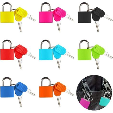 (8 Pack, Multicolored) Locker Lock with 2 Keys, Mini Luggage Lock, Padlock with Key for Backpack, Travel Suitcase, College Locker MUMU (1/4)