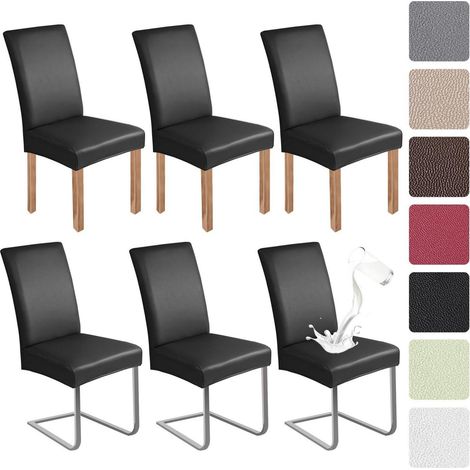 Stuhlhussen 6er Set Kunstleder wasserdicht für Schwingstühle, universell, schwarz (1/5)