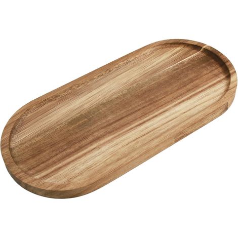 Plateau Décoratif Elliptique en Acacia, 30x14x1.5 cm, Plateau en Bois Décoratif Allongé, Plateau de Service Polyvalent pour Cuisine, Salon et Bureau, Design Élégant et Naturel (1/5)