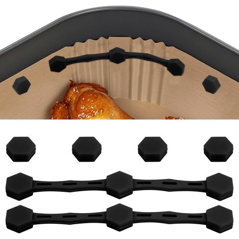 set di anelli magnetici in silicone per friggitrice ad aria, magneti per friggitrice ad aria per rivestimenti in carta da forno, impediscono alla carta di bruciare gli accessori da cucina (nero)