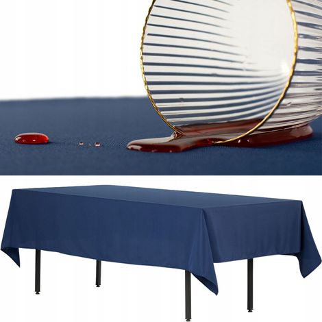 Tovaglia rettangolare antimacchia, in poliestere spesso, 280x170 cm, blu navy