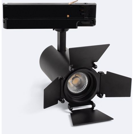 Foco Carril LED Trifásico 20W Fasano Cinema CCT Seleccionable Regulable Negro (2700K - 3200K - 4000K) Seleccionable