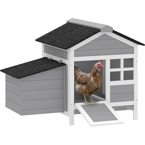 PawHut Wooden Chicken Coop with Pull-Out Tray & Nesting Box