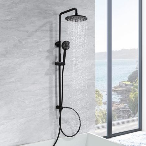 CECIPA Système de douche Robinet de baignoire Noir séparable Colonne de douche cascade douche 2 fonctions douchette douche  douche en acier inoxydable douche pluie (1/5)