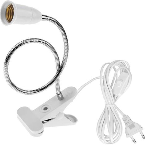 YMYNY Ampoule à pince à douille E27 avec interrupteur, base de lampe de table LED avec col de cygne à 360 degrés, base de lampe à pince avec cordon de 1,8 m, pour plantes, aquariums, table, maquillage