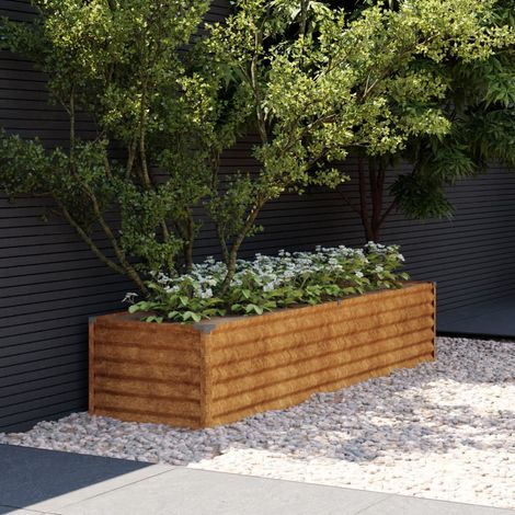 Jardinière Relief Acier Corten 194 X 50 X 36 cm. Aspect Rouille, Très tendance. Jardin, Patio, Balcon (1/5)