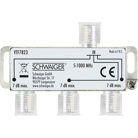 Schwaiger Verteiler VTF7823 531 3-fach 1x F Buchse auf 3x F Buchse, Dämpfung max. 7dB Verstärker & Verteiler (1/3)