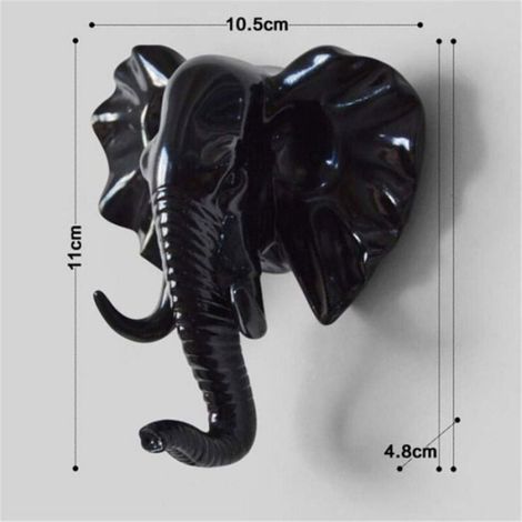 Crochets muraux animaux, crochets robustes pour vêtements, chapeaux, serviettes, design éléphant noir Odipie (1/3)