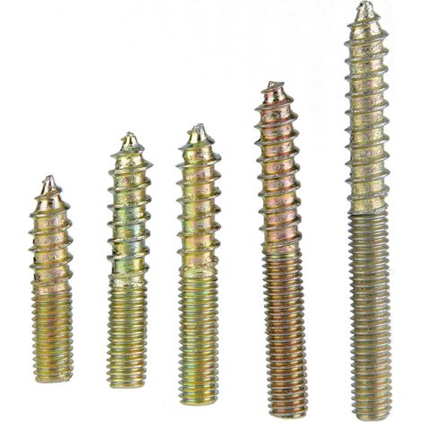 80 pièces goujon fileté M5 fer zingué vis à double extrémité pour menuiserie connecteur meuble 25-50mm (1/5)