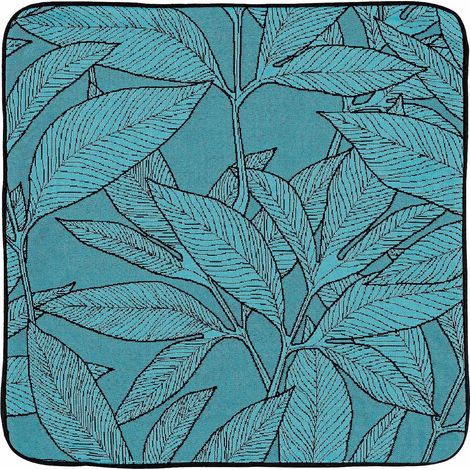 Housse de coussin esprit feuillages Bleu 40x40 cm (1/2)
