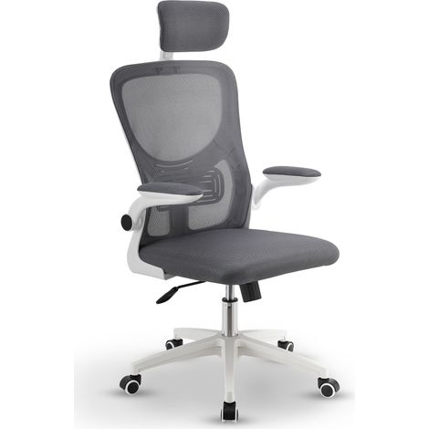 Juskys Bürostuhl Baltimore mit Rollen & Armlehne - Schreibtischstuhl ergonomisch & höhenverstellbar - Stuhl für Arbeitszimmer - Drehstuhl - Grau