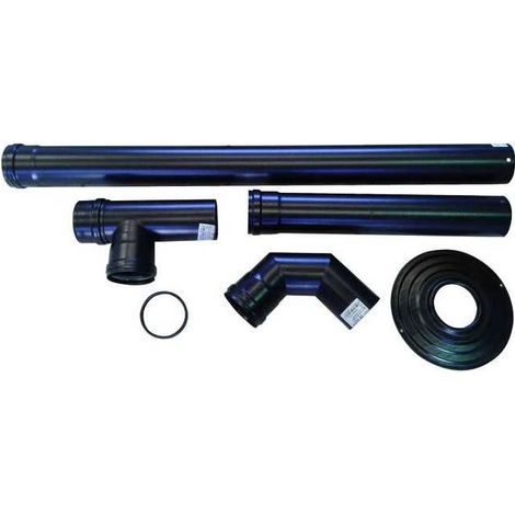 Smalbo 9763412 Pronto-Pellet Kit Tubi Canna Fumaria Stufa a Pellet Diametro 8 cm Tubo 100 cm Tubo 50 cm Gomito 90° Derivazione T Rosone Guarnizione colore Nero